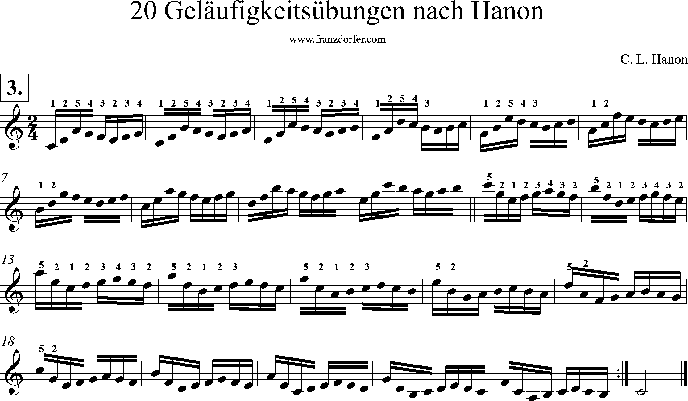 Akkordeonnoten, Hanon geläufigkeitsübungen, Nr-03